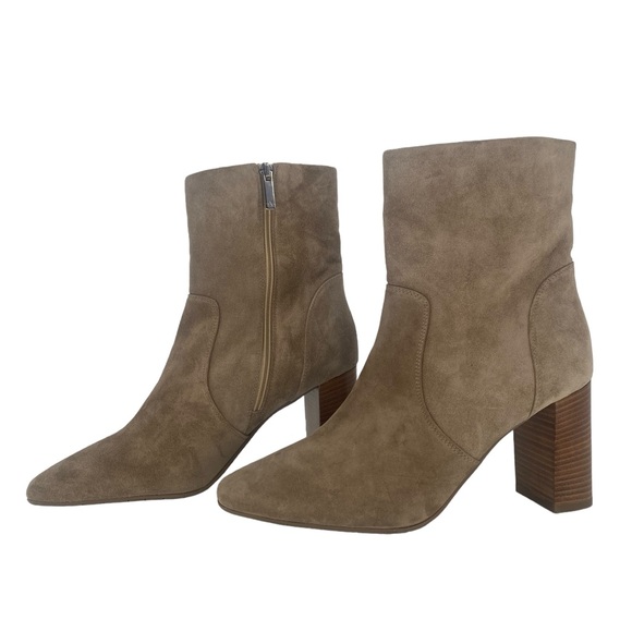 AQUATALIA | Luissa Shell Tan Ankle Side Zip Suede Booties | Size 9.5 - Picture 4 of 14